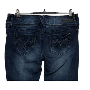 Wallflower Jeans Junior Womens 11 Blue Flare Rhinestones Low Rise Actual 34X31